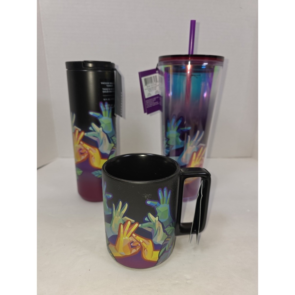 3 Starbucks 2021 Yiqiao Wang American Sign Language 24oz 16oz  12oz - NEW